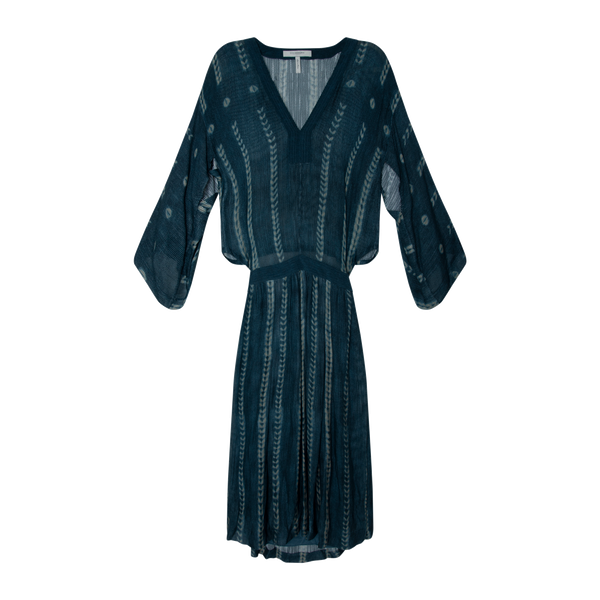 BCBGMAXAZRIA Runway SS 2016 Shibori Indigo Blue Printed Dress