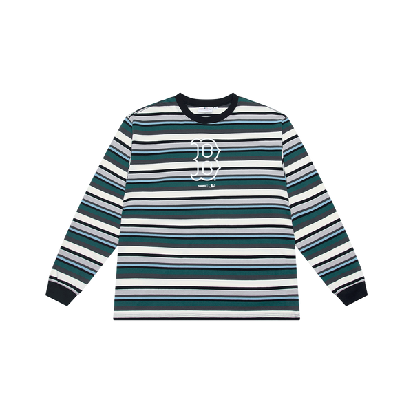 Pleasures x MLB Green and Brown Striped Long Sleeve