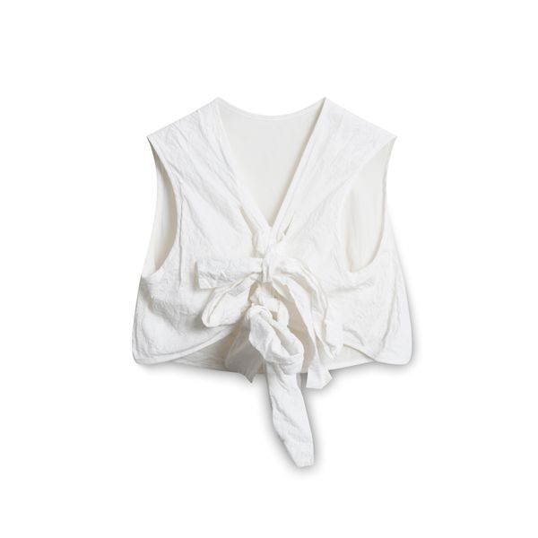 Cecilie Bahnsen Crop Tie Top - White