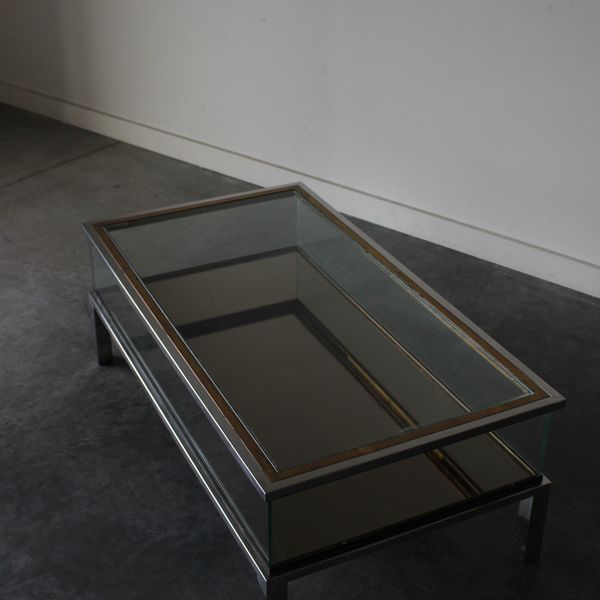 Brass and Chrome Sliding Top Coffee Table 