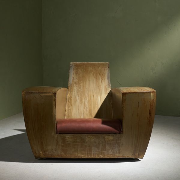 'Easy One' Armchair in Patinated Steel and Leather by Jonathan Singleton, UK/Spain, 1990s