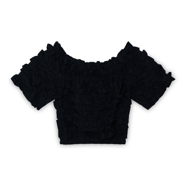 Black Ruffle Crop Top