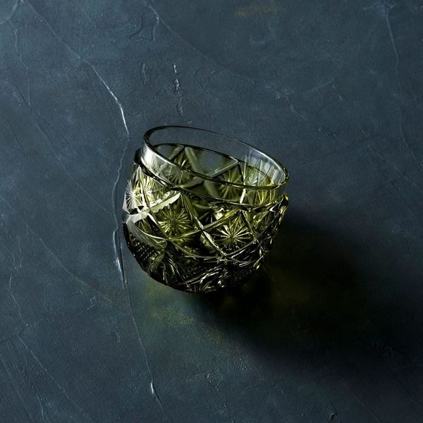SATSUMA KIRIKO SAKE CUP - OLIVE