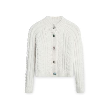Ganni White Cable Knit Cardigan