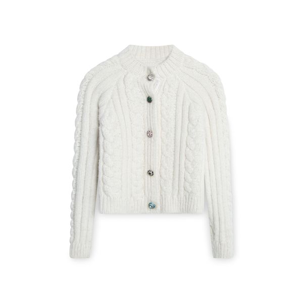 Ganni White Cable Knit Cardigan