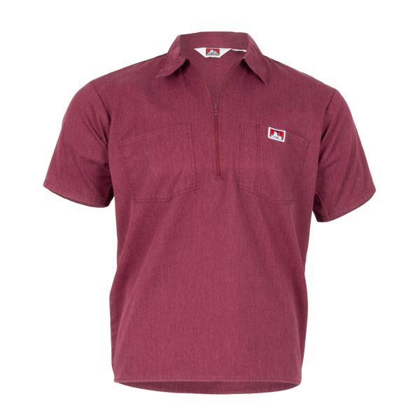 Ben Davis Maroon Short Sleeve 1/2 Zip Shirt