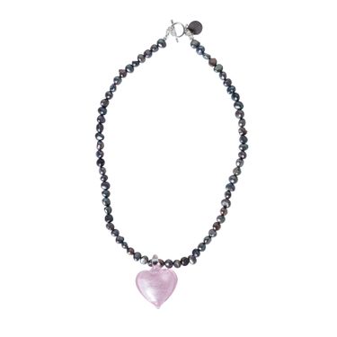 Good Luck Necklace, Black & Pink