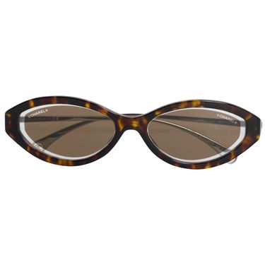 Chanel Oval Sunglasses in Dark Tortoise/Brown