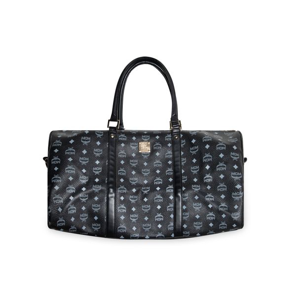 MCM Black Leather Duffel Bag