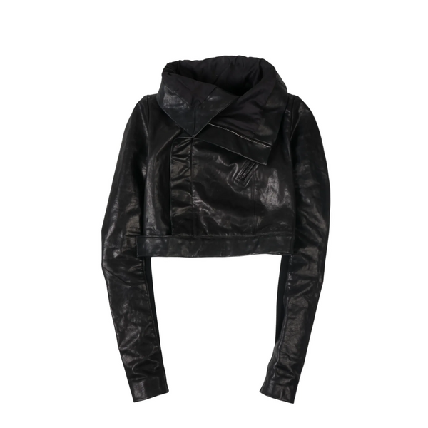 Rick Owens Highneck Biker Leather Jacket