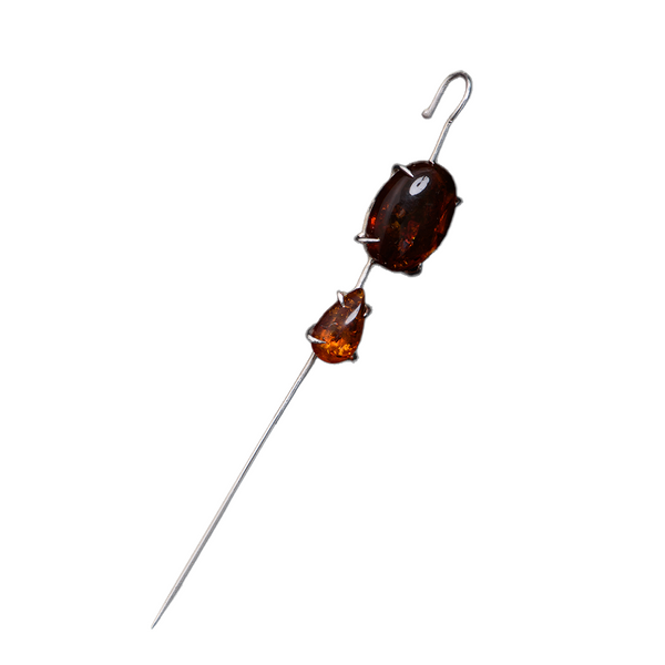 Amber Cabochon Earpin