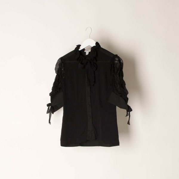 Philosophy Di Alberta Ferretti Black Ruffle Blouse