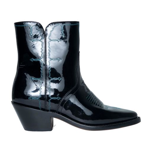Lucchese Black Patent Leather Cowboy Boots