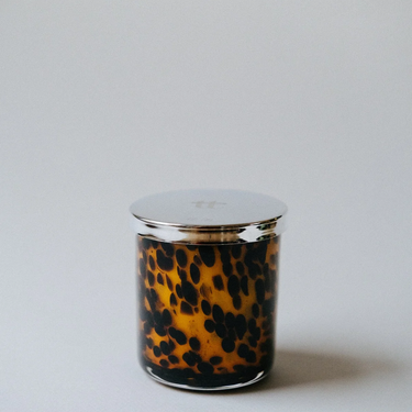 Leopard Glass Candle 