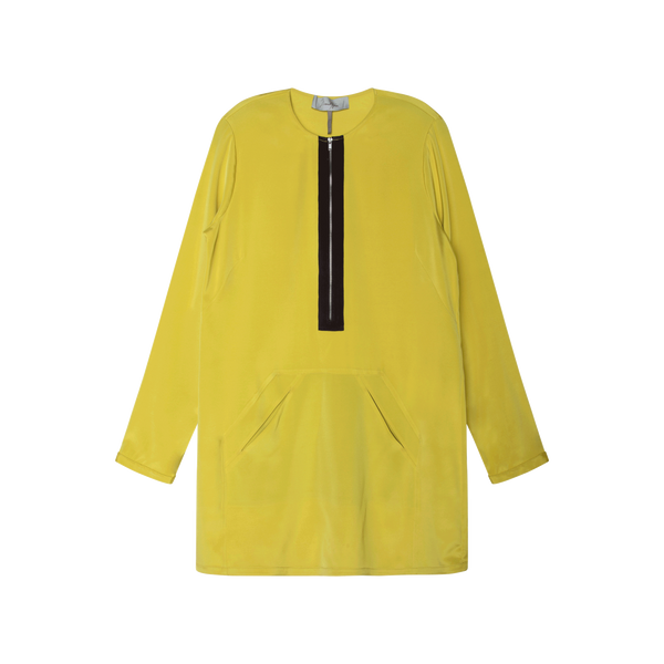 MAXAZRIA Chartreuse Silk Tunic Dress