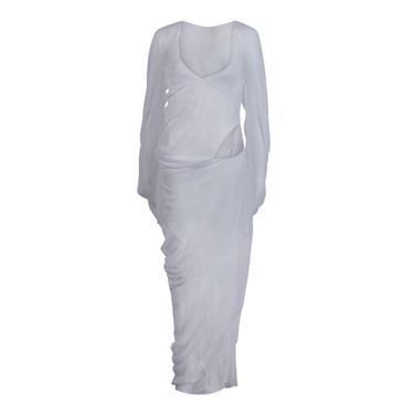 Yuhan Wang White Mesh Cut-Out Dress