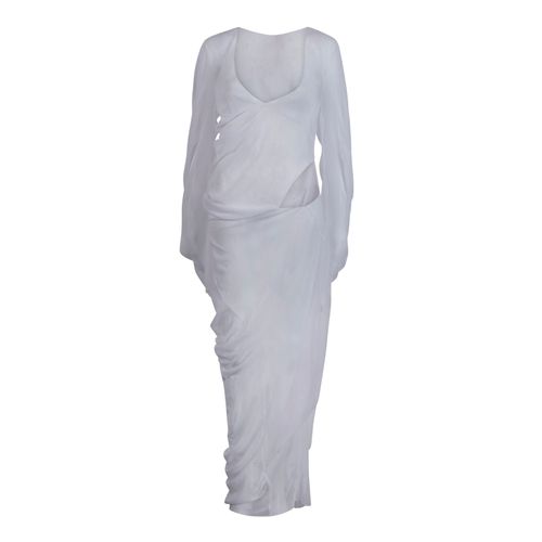 Yuhan Wang White Mesh Cut-Out Dress
