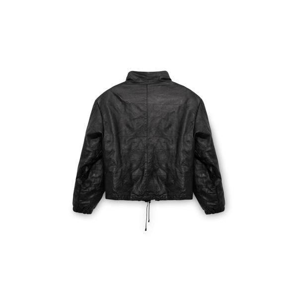 Black Vintage Leather Bomber Jacket