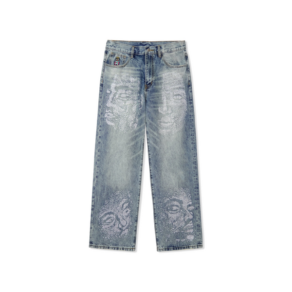 Rhinestone Face Jeans