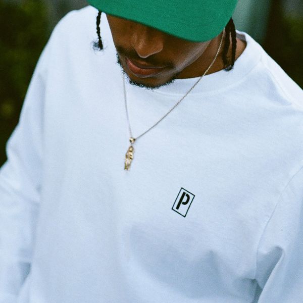 White Stencil P Long Sleeve Tee