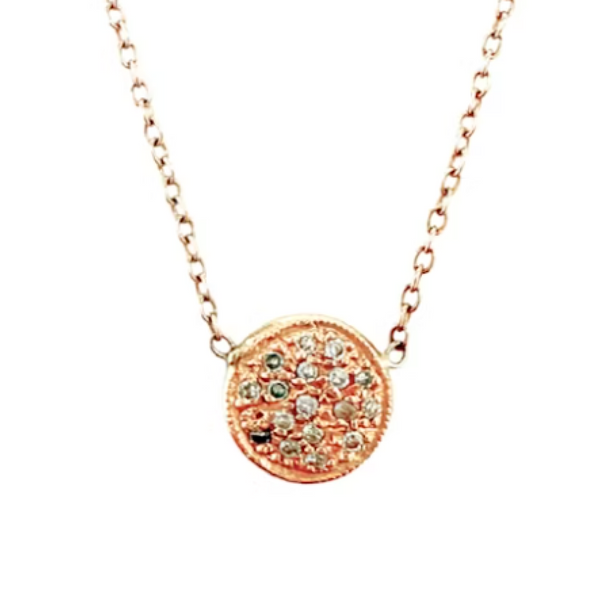 Jacquie Aiche 14k Rose Gold Diamond Pavé Disc Necklace