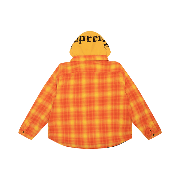 Supreme Orange Hooded Flannel Zip Up Jacket