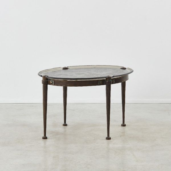 Lothar Klute Forged Bronze & Cast Glass Coffee Table, Germany, 1980s