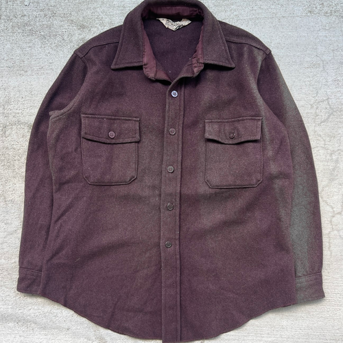 1970s Wool Brown Button Down Shirt 