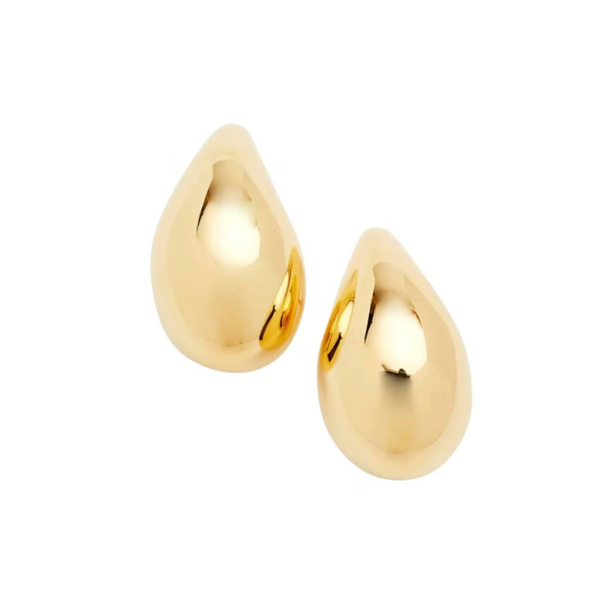 18k Yellow Gold Hollow Teardrop Earrings