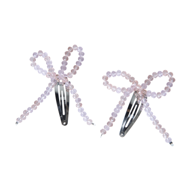 Pink Crystal Bow Clips