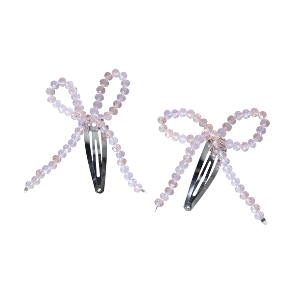 Pink Crystal Bow Clips