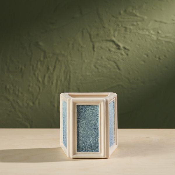'Window' Series W2 by Eunsol Kim, Glazed Ceramic Sculpture in Beige and Blue, The Netherlands, 2025"