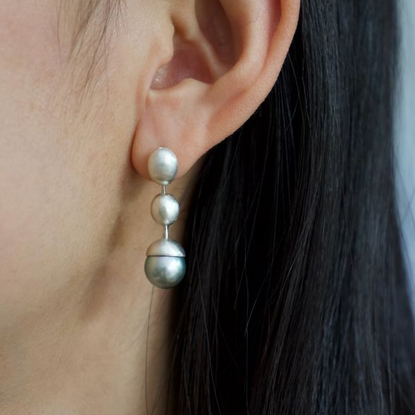 Green Tahitian pearl drop earrings