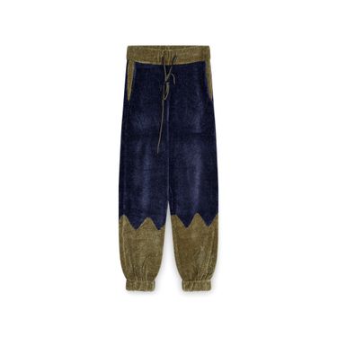 Velour Green and Navy Track Pants