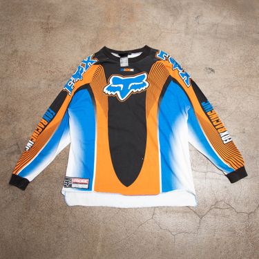 Vintage Black/blue/orange 'fox racing' moto shirt