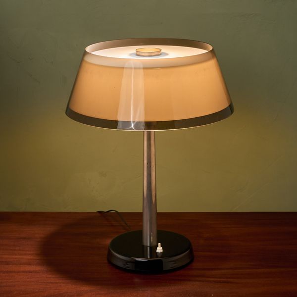Tuomas Desk Lamp with Brown Shade by Yki Nummi, Finland 1950s