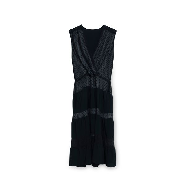 Sandro Black Tiered Midi Dress