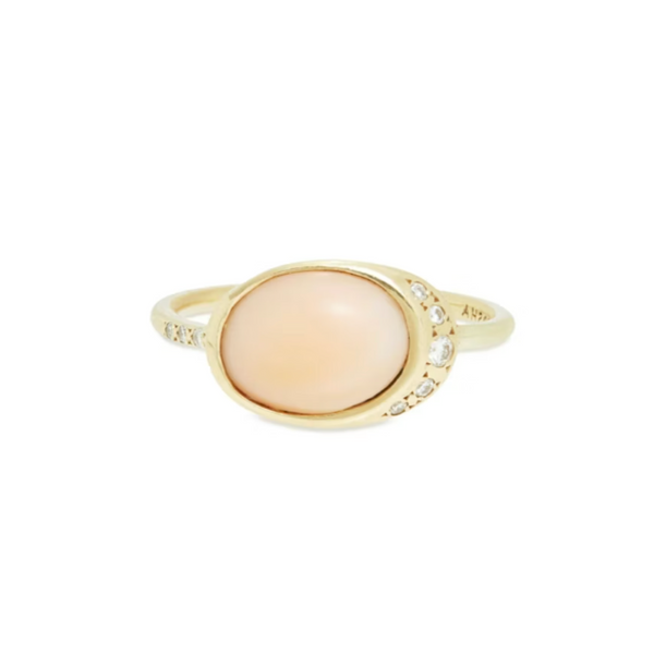 The Alice Pink Coral and Diamond Ring by Scosha