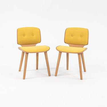 Pair of Canvas and Natural Oak Nut Dining Chairs by Marcel Wanders for MOOOI, 2022