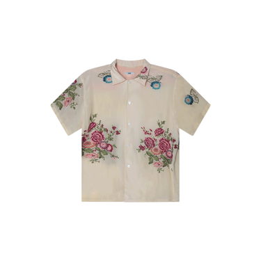 BODE Cream Floral Embroidered Button Up Shirt