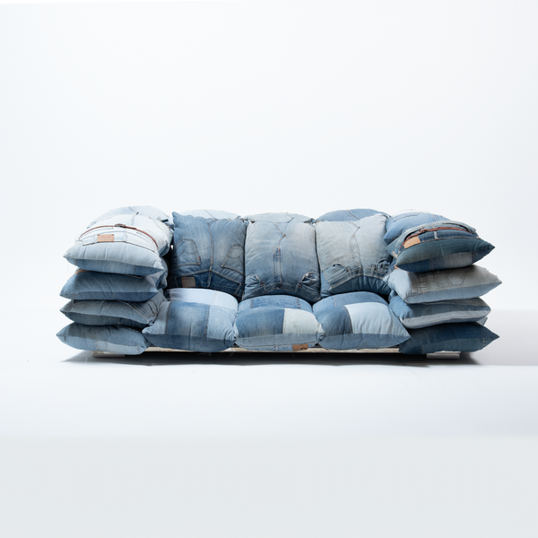 Recycled Levi's Denim Two Seat Sofa