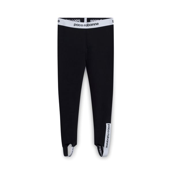 Paco Rabanne Contrast Logo-Stripe Stirrup Leggings - Black