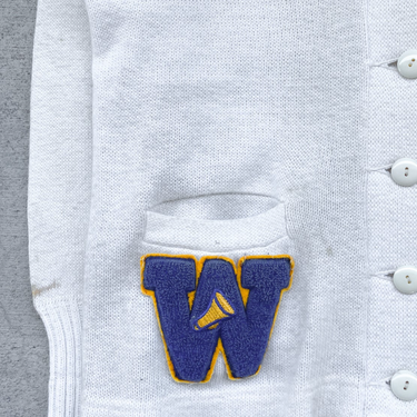 1960s "W" White Varsity Cardigan 
