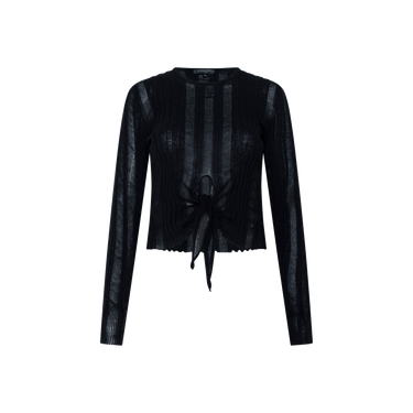 Chanel Black Long Sleeve Front Tie Top