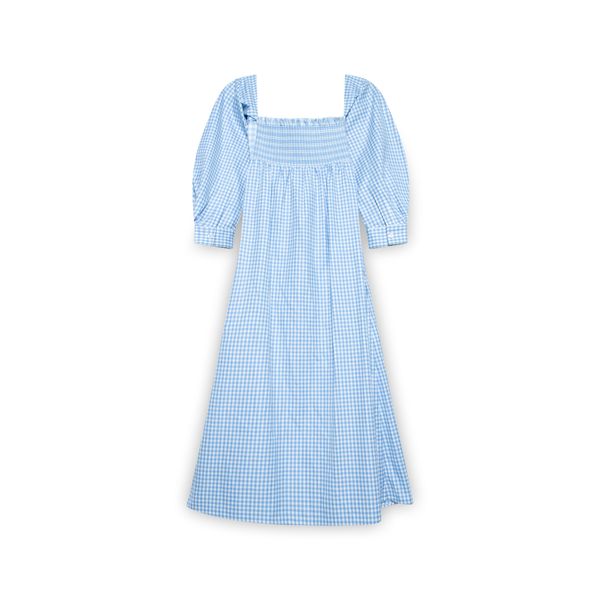 CF. Goldman Blue Gingham Midi Dress