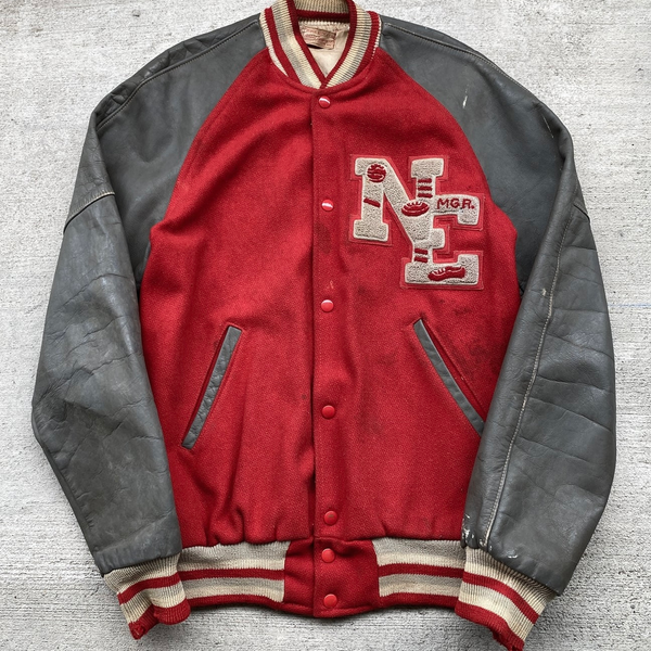 1950s Crimson Varsity Bomber Jacket 