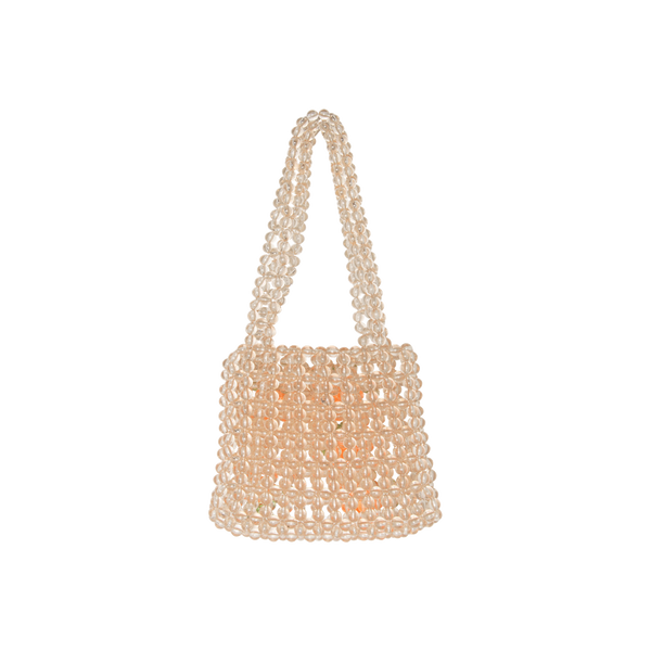 Pink Beaded Orange Handbag