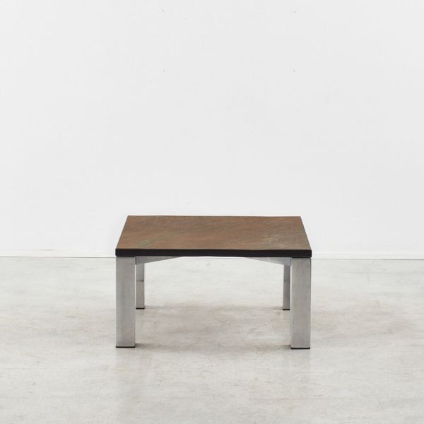 Brutalist Coffee Table With Slate Top, Netherlands, Late 20th century