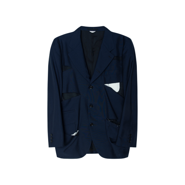 Comme des Garcons Navy Slashed Blazer