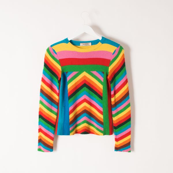 Vintage Valentino Cashmere Rainbow Intarsia Sweater
